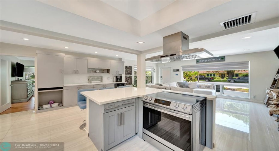 Bright Open Concept Kitchen & Living Room