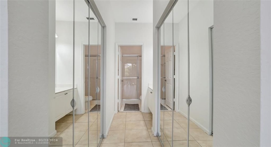 Master Bedroom towards the Master bathroom and closets