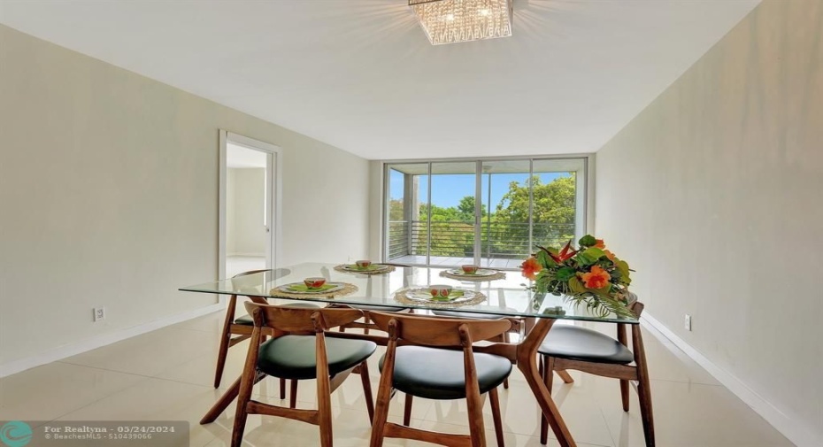 Dining area opens to living room.