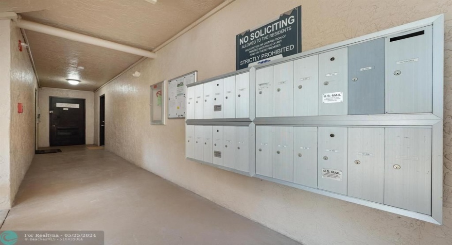 Mailbox area on 1st floor directly below the condo