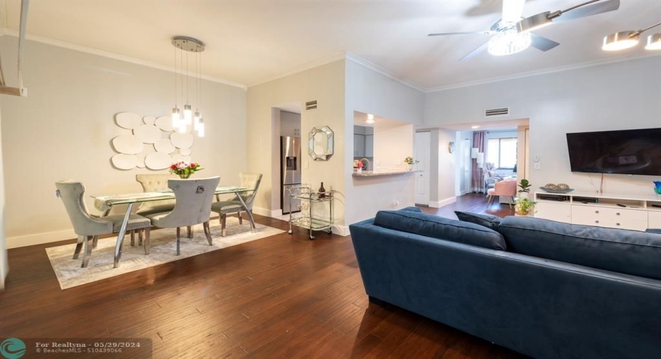living room and dining room