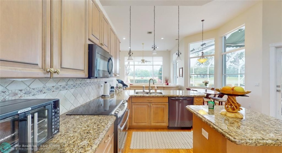amazing lake and golf course views from the kitchen