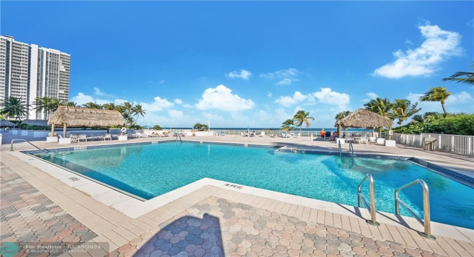 Heated community pool on the ocean.