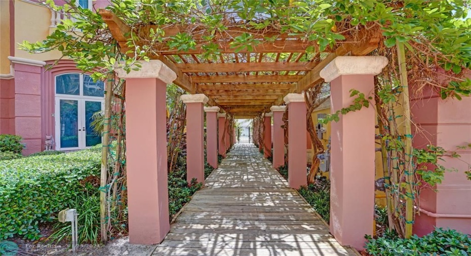 Entrance to private beach and oceanfront pool